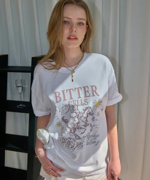 [BITTERCELLS] Timber Rose Tee-White / 팀버 로즈 티-화이트