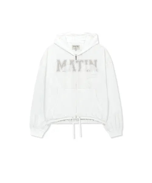 [MATIN KIM] MATIN 16 APPLIQUE LOGO HOODY ZIP UP IN WHITE