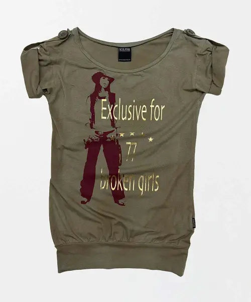 [SCULPTOR] Broken Girls Roll Up Tee Dirty Khaki