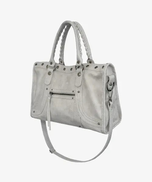 [BLACK PURPLE] Velton Curve Tote Bag_Light Gray / 벨튼 커브 토트백_라이트 그레이 Velton Curve Tote Bag_Light Gray