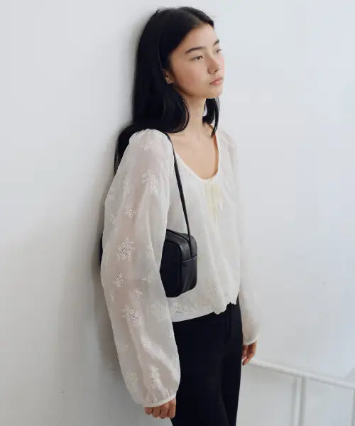 [URAGO] Flor lace string cardigan