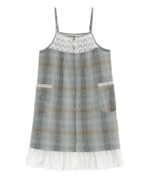 [HUG YOUR SKIN] Mori button layered dress (Green) / 모리 버튼 레이어드 드레스 (그린)
