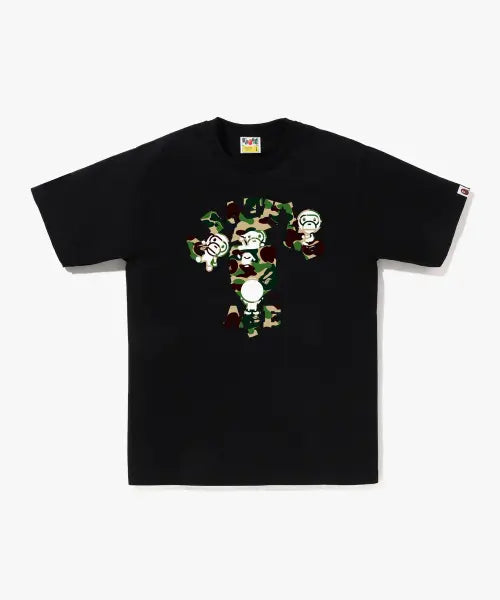 [BAPE] ABC Camo College Milo T-Shirt (M) BLACK/GREEN / ABC 카모 콜리지 마일로 티셔츠(M) BLACK/GREEN