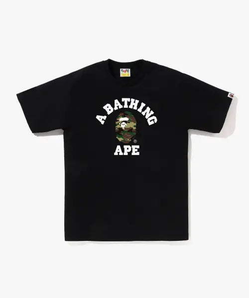 [BAPE] Glitch Woodland Camo College T-Shirt (M) BLACK/GREEN / 글리치 우드랜드 카모 콜리지 티셔츠(M) BLACK/GREEN
