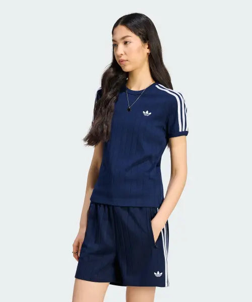[ADIDAS] Pinstripe Short Sleeve Slim Tee KS9992 / 핀스트라이프 쇼트 슬리브 슬림 티 KS9992