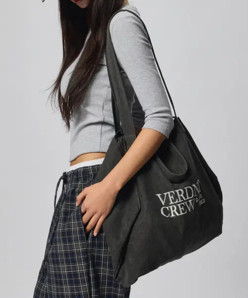 [VERDNT] Logo Canvas Shoulder Bag [Charcoal] / 로고 캔버스 숄더 백 [차콜]