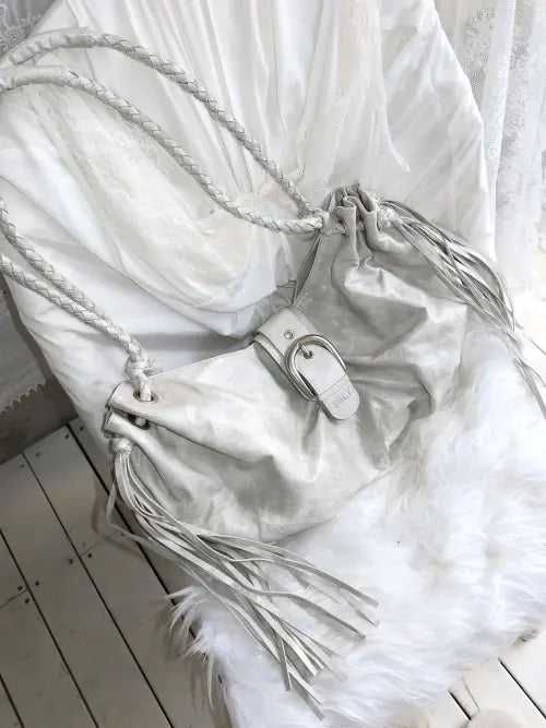 [EUCT] Belt Shirred Tassel Bag - IVORY / 벨트 셔리드 태슬 백 - 아이보리