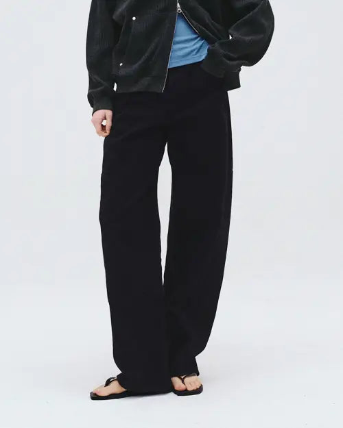 [BLUEBRICK] Round tomboy denim (black)