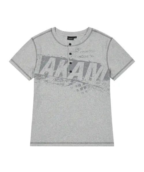 [AAKAM] Tread Henry Neck Half Top (Gray)