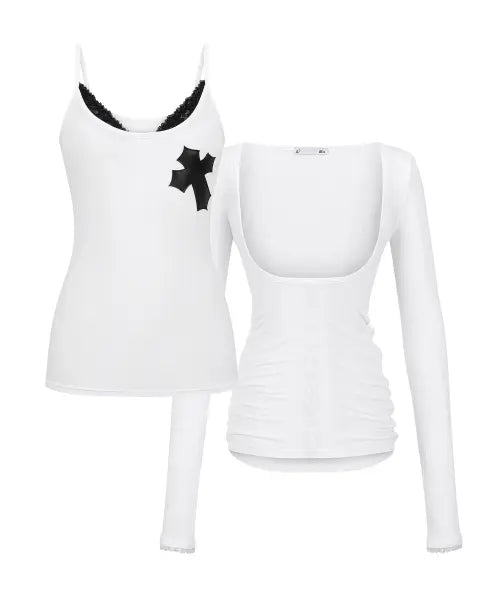 [ILLIO] White lace layered cardigan set / [빛오 x 일리오] White lace layered cardigan set