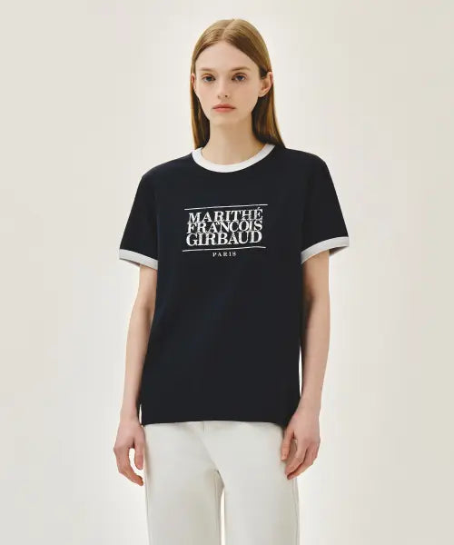 [MARITHÉ + FRANҪOIS GIRBAUD] AEROCOOL CRACK CLASSIC LOGO RINGER TEE navy