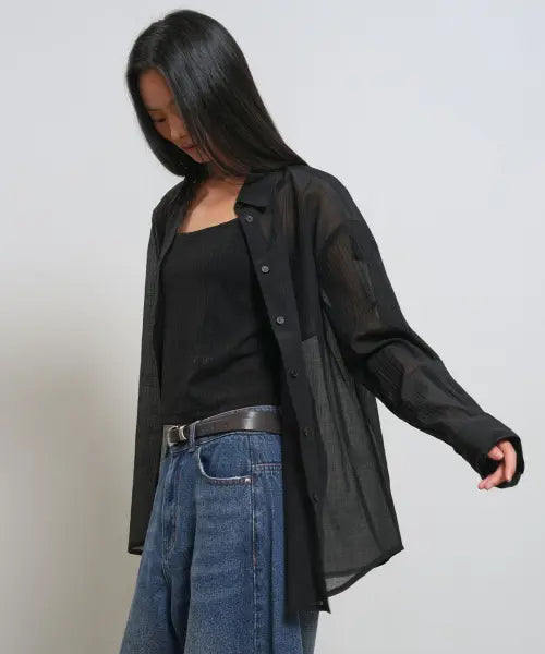 [GENERALIDEA] woman wrinkle sheer shirt [black] / 썸머 링클 시어 셔츠 [BLACK] / WBE2L03531