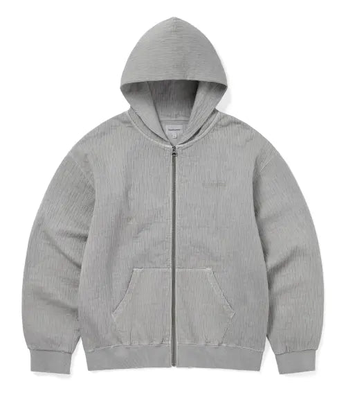 [THISISNEVERTHAT] Damaged Zip Up Hoodie Khaki Grey