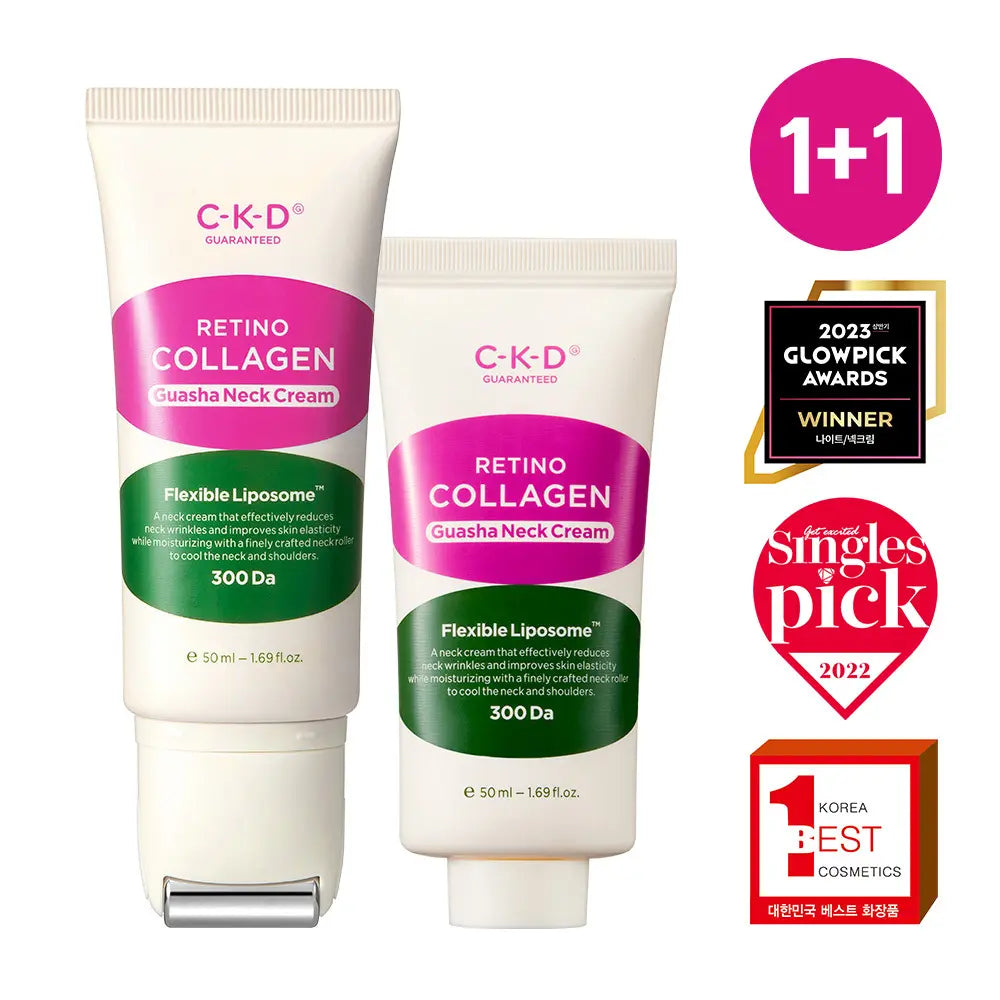 [CKD] CKD Retino Collagen Low Molecular Weight 300 Gua Sha Neck Wrinkle Cream 50ml (1+1 Set) / [227만개판매] CKD 레티노콜라겐 저분자 300 괄사 목주름 크림 50ml 1+1 기획