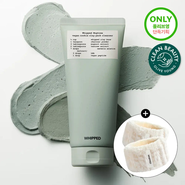 [Whipped] Whipd Mug Tree Vegan Cookie Clay Pack Cleanser 180ml / [모공피지케어/손목세안밴드 증정] 휩드 머그트리 비건 쿠키 클레이 팩클렌저 180ml (단품/기획)