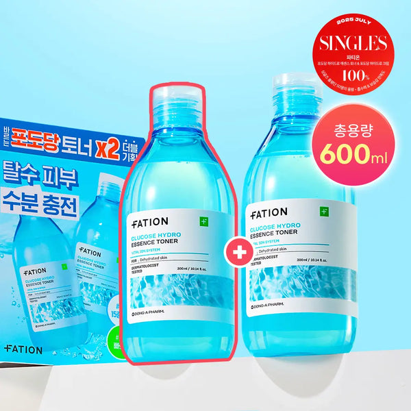 [FATION] PATION Glucose Hydro Essence Toner 300ml (Set of 2) / [속건조해결] 파티온 포도당 하이드로 에센스토너 300ml 더블 기획(2개입)