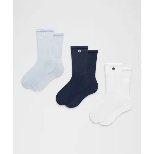 [LULULEMON] Unisex Daily Essential Crew Socks 3-Pack / 유니섹스 데일리 에센셜 크루 삭스 *3팩  CLBL STRH WHT