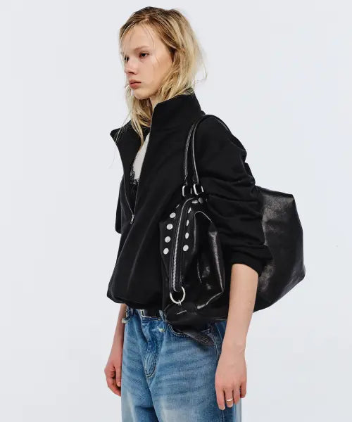 [MARGESHERWOOD] DUMPLING STUD_black washed nappa