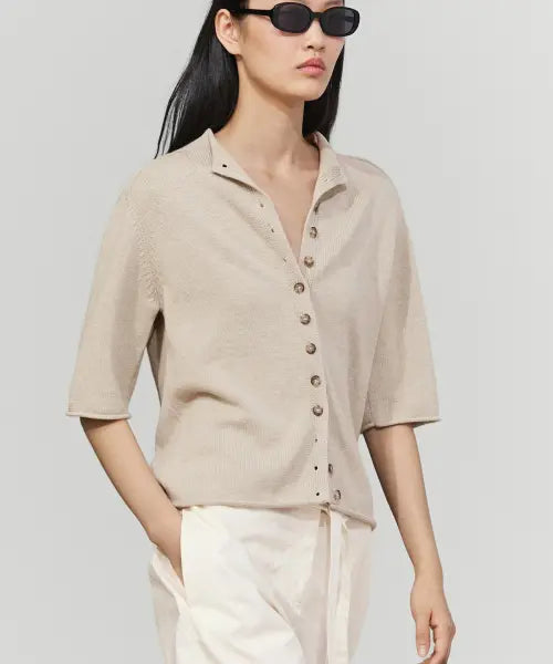 [MASSIMO DUTTI] Cotton Funnel Neck Knit Cardigan / 코튼 퍼널넥 니트 가디건