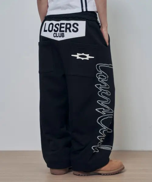 [LOSERS CLUB] SCRIPT LOGO WIDE SWEAT PANTS BLACK / 스크립트 로고 와이드 스웻팬츠 블랙