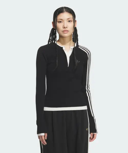 [ADIDAS] Premium 3-Stripes Button Crewneck Sweatshirt / 프리미엄 3-스트라이프 버튼 크루 스웨트셔츠 KS5333