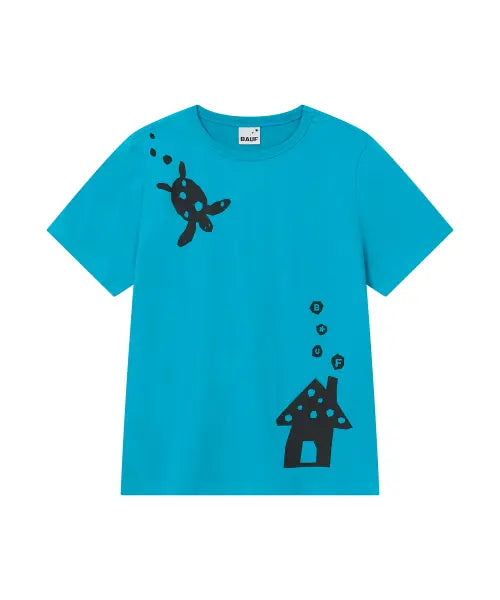 [BAUF] Turtle House T-shirt [Aqua] / 터틀 하우스 티셔츠 [아쿠아]