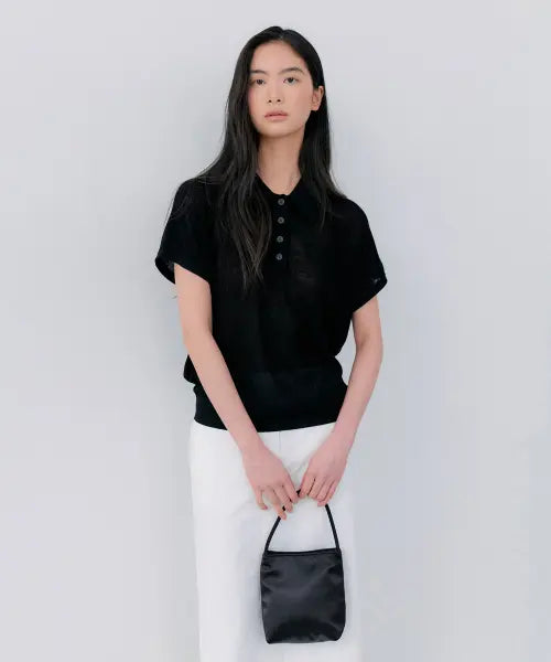 [NOTIA] DOLMAN SLEEVE COLLAR KNIT - BLACK