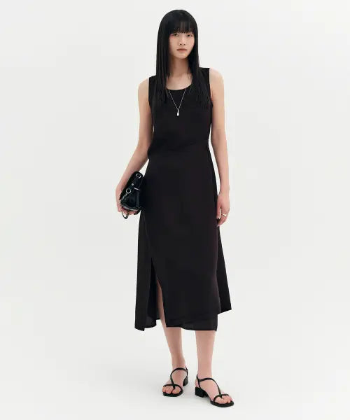 [LOOKAST] LAURETTE SLEEVELESS WRAP DRESS SET_BLACK / 로레트 슬리브리스 랩 드레스 세트_블랙 / LAURETTE SLEEVELESS WRAP DRESS SET_BLACK