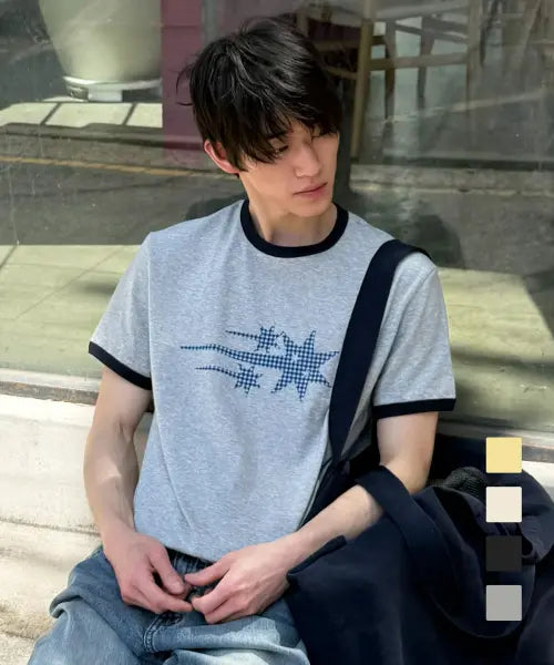 [NICEGHOSTCLUB] CHECK 3STAR BASIC RINGER TEE_4colors(NG2GMUT537A)
