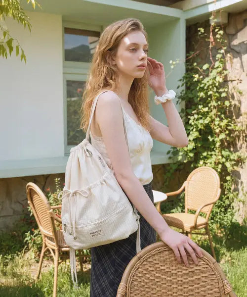 [MASMARULEZ] Ribbon gym sack_Check butter cream