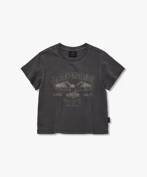 [HARLEY-DAVIDSON COLLECTIONS®] Women's Eagle Cropped T-Shirt Charcoal / [여성] 이글 크롭 티셔츠 챠콜_HH26111059
