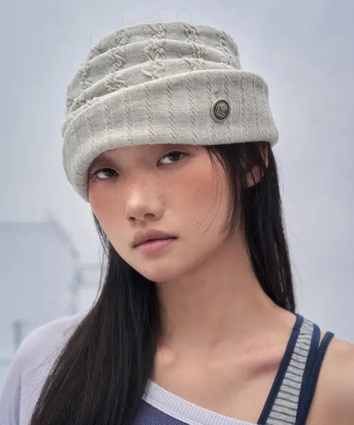 [SOMSOC] LINA JACQUARD BAND BEANIE_M.GREY