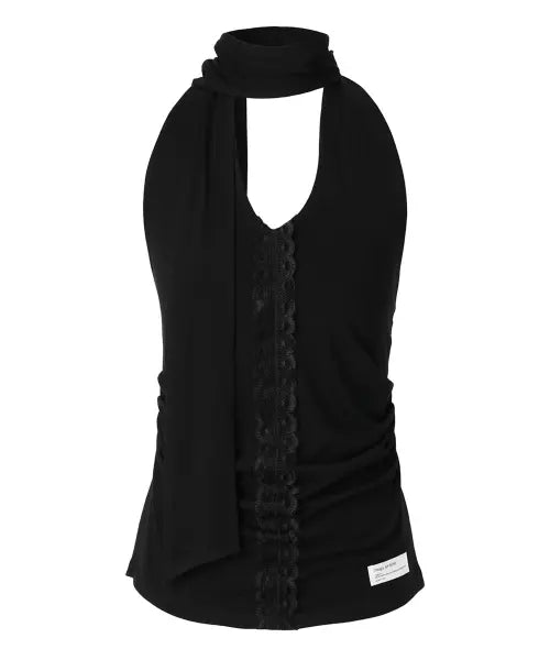 [INEGI] Lace Halter Tie Top (black)