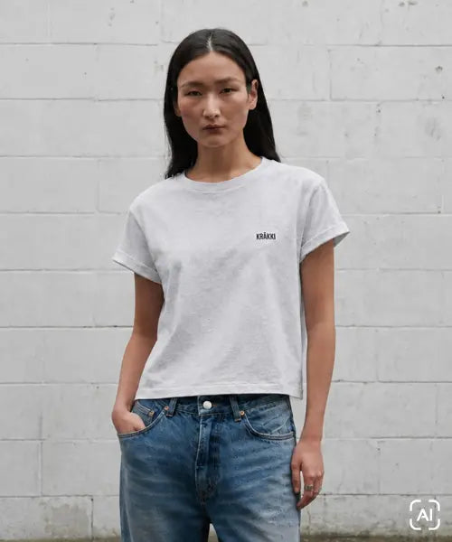 [KRAKKI] [Women] Basic Logo Tee_M/Gray [KR265PWT401]