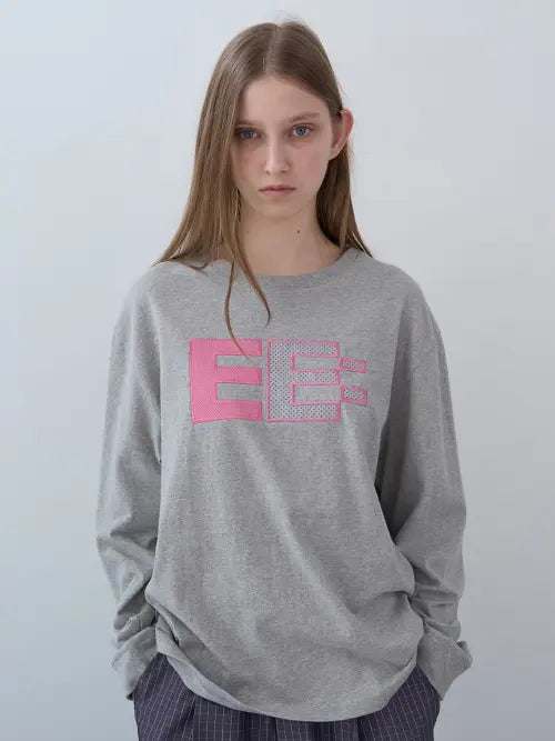 [ENZO BLUES] Pixel Logo Boxy LST (Grey) / 픽셀 로고 박시 LST (Grey)