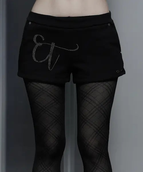 [ETRE AU SOMMET] Hotfix Side Mini Shorts (Black)