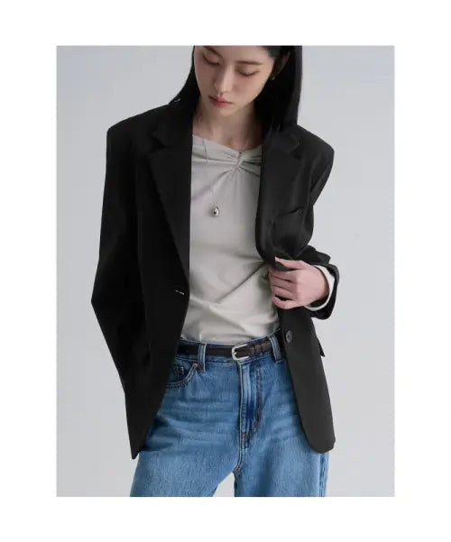 [8SECONDS] Tailored Oversized Jacket Black / 테일러드 오버핏 재킷  블랙