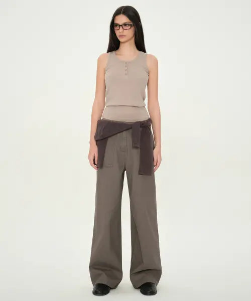 [MUSINSA STANDARD WOMAN] Women's Wide Fatigue Pants [Taupe] / 우먼즈 와이드 퍼티그 팬츠 [토프]