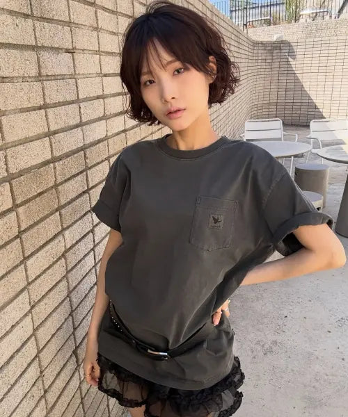 [MARK GONZALES] Pocket Pigment Short Sleeve T-shirt - Black / 포켓 피그먼트 반팔 티셔츠 - BLACK