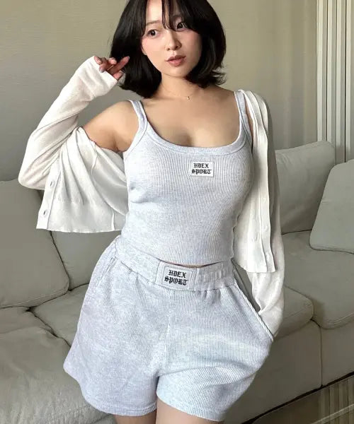 [HDEX] One Mile Label Waffle Shorts W Melange White / 원마일 라벨 와플 쇼츠 W (Melange White)