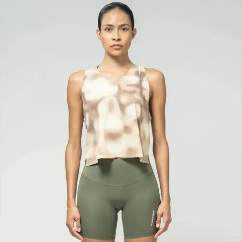 [H.KOUMORI] W - Cropped Training Singlet - Sand stone