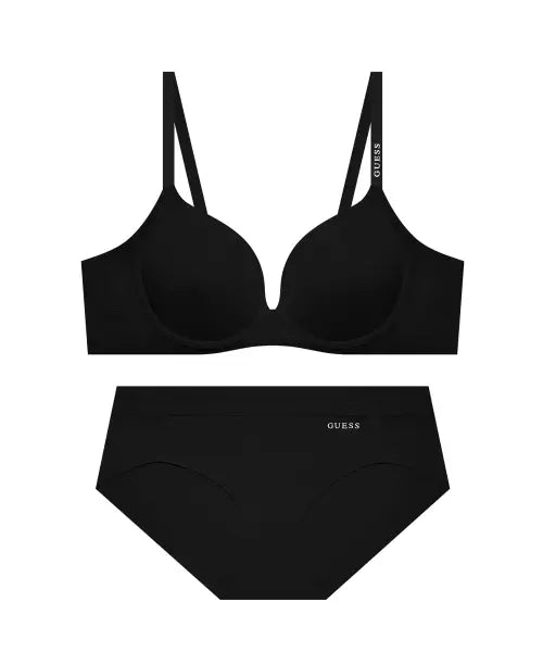 [GUESS UNDERWEAR] Airy Punching Free-Cut Wire Bra Panty Set - Black / [CD전용] 에어리 펀칭 프리컷 와이어 브라 팬티 - 블랙