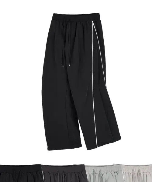 [DALEN] Side Pin Tuck Wide Nylon Pants / 사이드 핀턱 와이드 나일론 팬츠