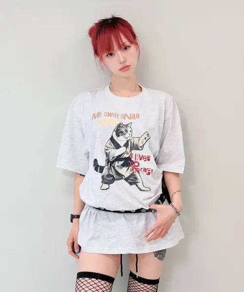 [DRIFTOUT] MEOWTIONAL DAMAGE T-shirt (3color) / 미오셔널 데미지 반팔 티셔츠 (3color)