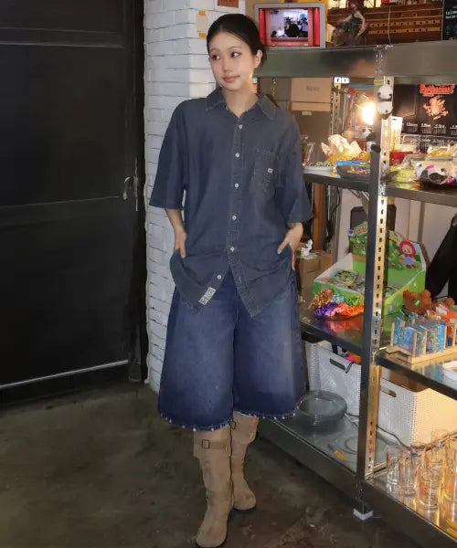 [LEE] Women's Bermuda Denim Shorts - Indigo Dark / 우먼 버뮤다 데님 쇼츠 인디고 다크