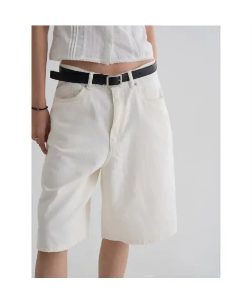 [8SECONDS] Ivory Midi Denim Shorts / 미디 데님쇼츠  아이보리