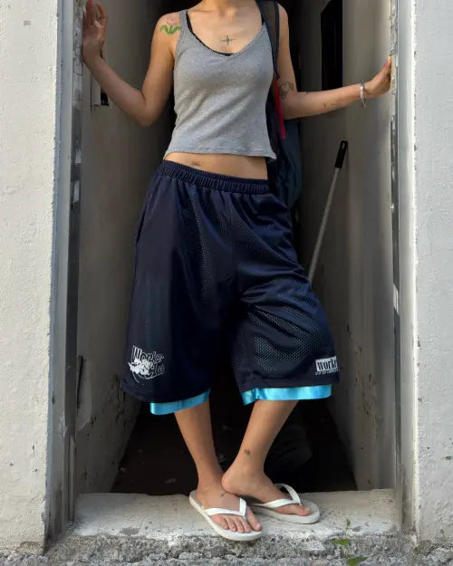 [KASUAL MANUAL] Double Layer Mesh Shorts-Navy / Sky Blue / 더블 레이어드 메쉬 쇼츠 네이비/스카이블루