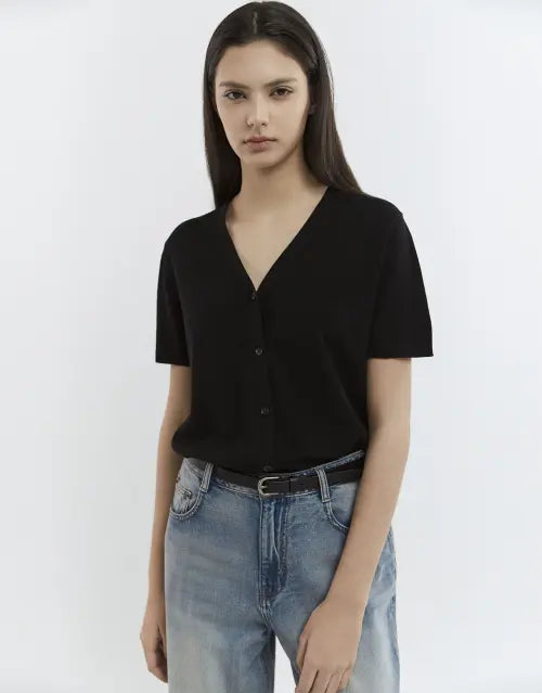 [GIORDANO] 14gg Cotton V-Neck Short Sleeve Cardigan / 14gg 코튼 브이넥 반팔 가디건 356528 [3color]