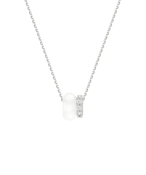 [STONEHENGE] Silver White Stone Long Necklace SC26B03T / 실버 화이트 스톤 롱 목걸이 SC26B03T