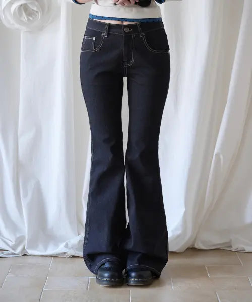 [MIRECO] NON-FADE BOOTCUT DENIM PT TRUE BLACK